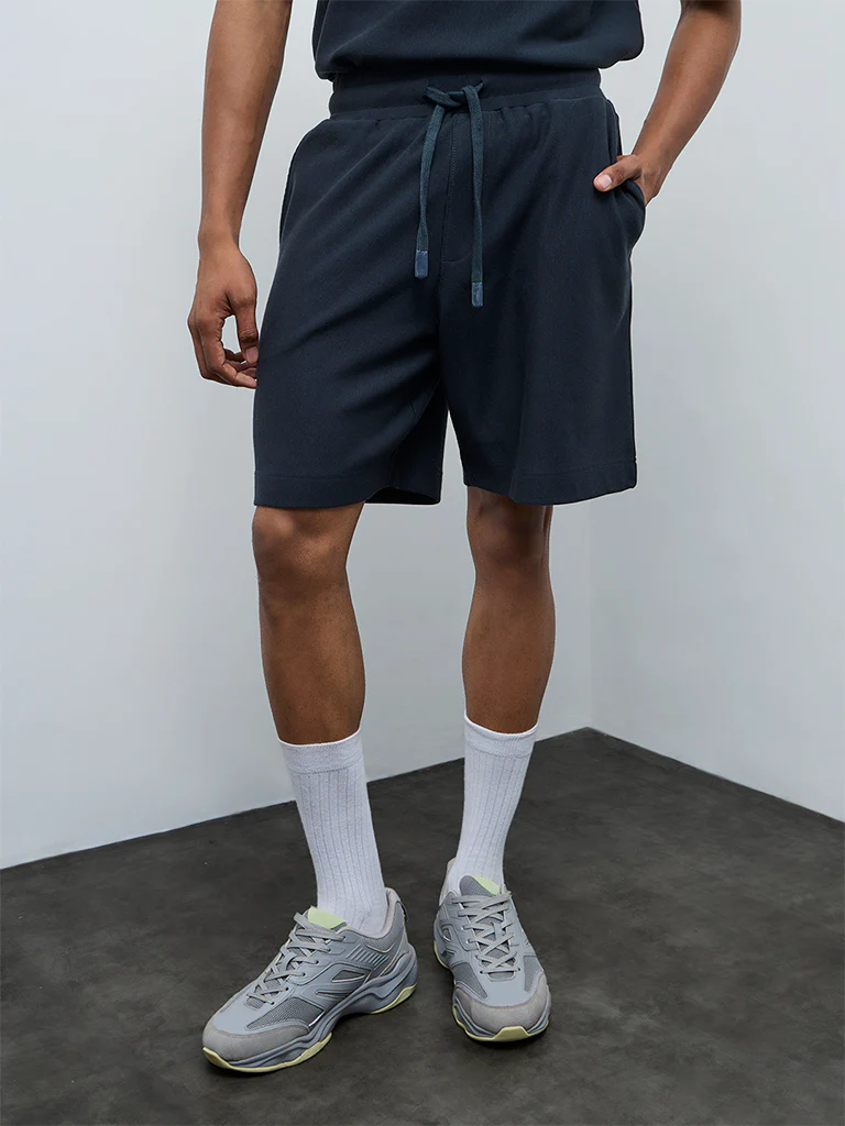 Nuoflexx Teal Relaxed-Fit Mid-Rise Cotton-Blend Shorts - Image 5