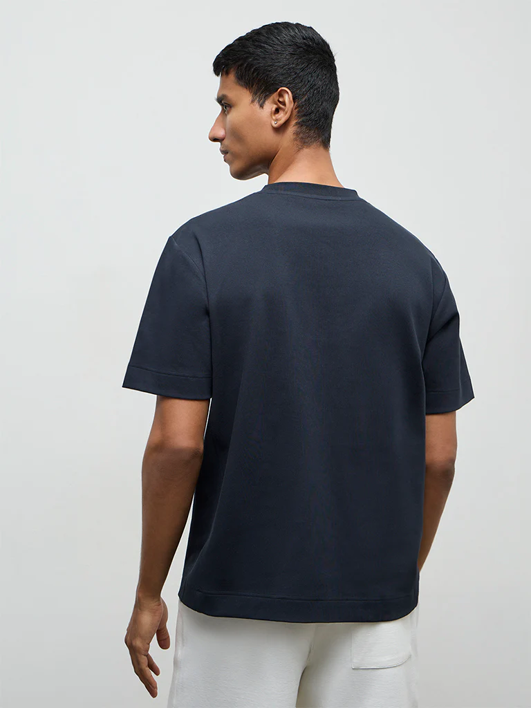 Nuoflexx Teal Text Printed Relaxed-Fit Cotton-Blend T-Shirt - Image 4