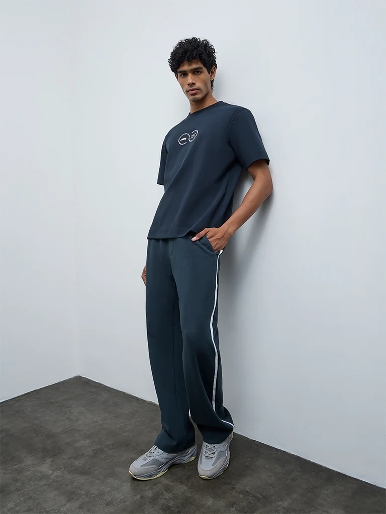 Nuoflexx Teal Typographic Relaxed-Fit Cotton-Blend T-Shirt - Image 2