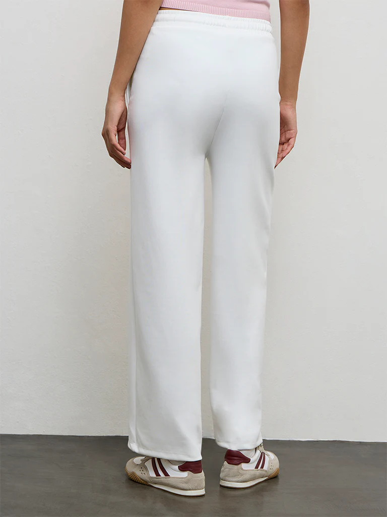 Nuoflexx White Pipeline-Detail High-Rise Track Pants - Image 4