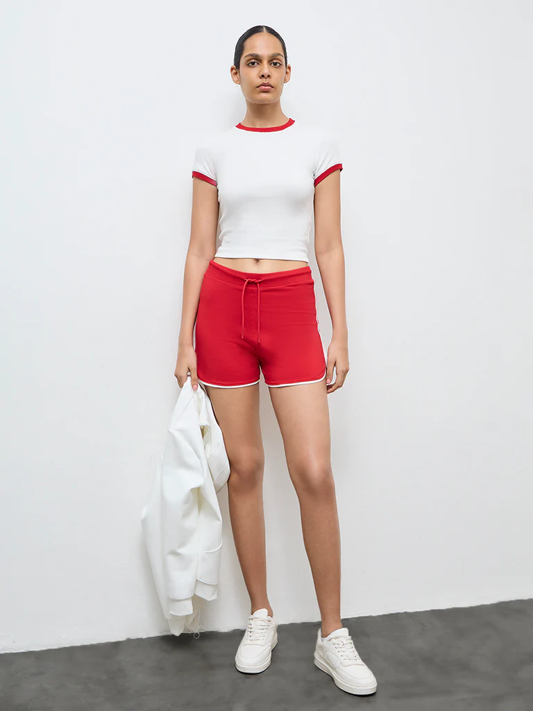 Nuoflexx White Ribbed Cotton-Blend T-Shirt - Image 2