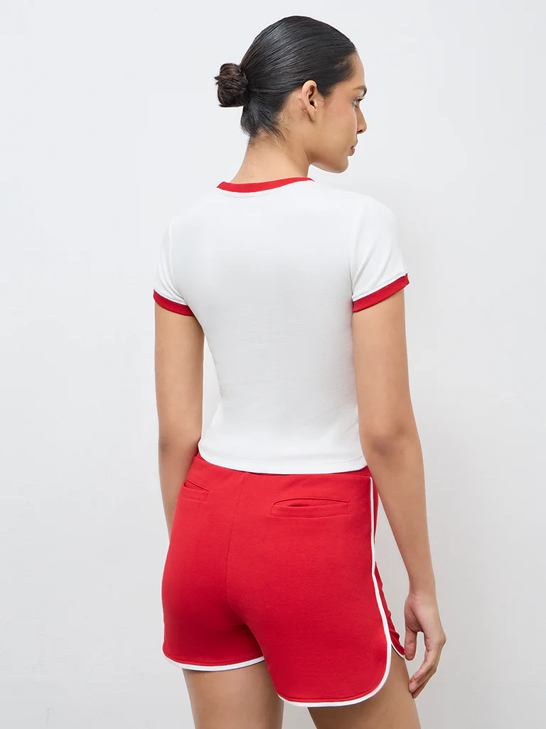 Nuoflexx White Ribbed Cotton-Blend T-Shirt - Image 4