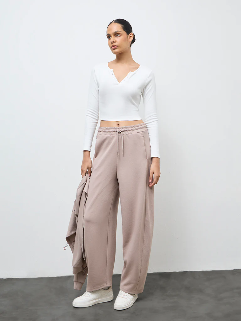 Nuoflexx White Ribbed Cotton-Blend Top - Image 2