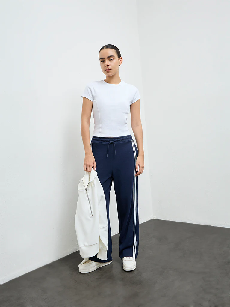 Nuoflexx White Ribbed-Textured Cotton-Blend T-Shirt - Image 2