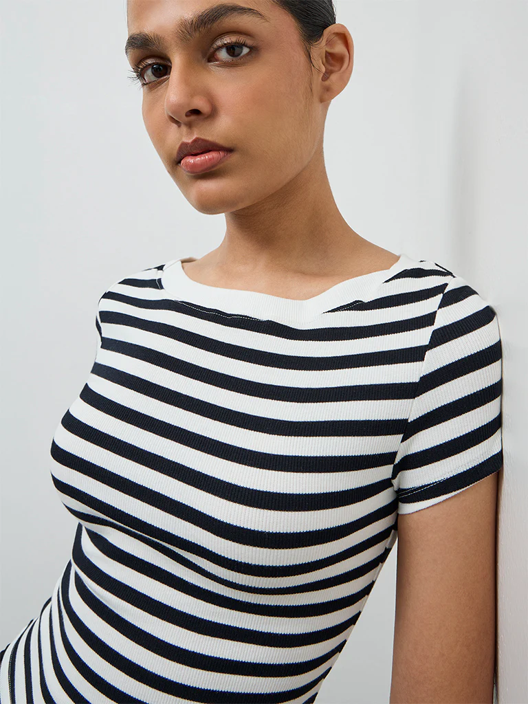 Nuoflexx White Striped Cotton-Blend Top - Image 3