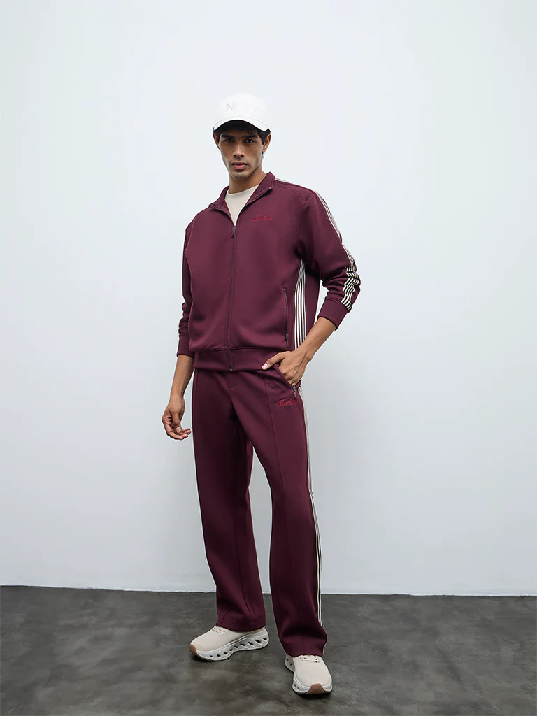 Nuoflexx Wine Striped Relaxed-Fit Jacket