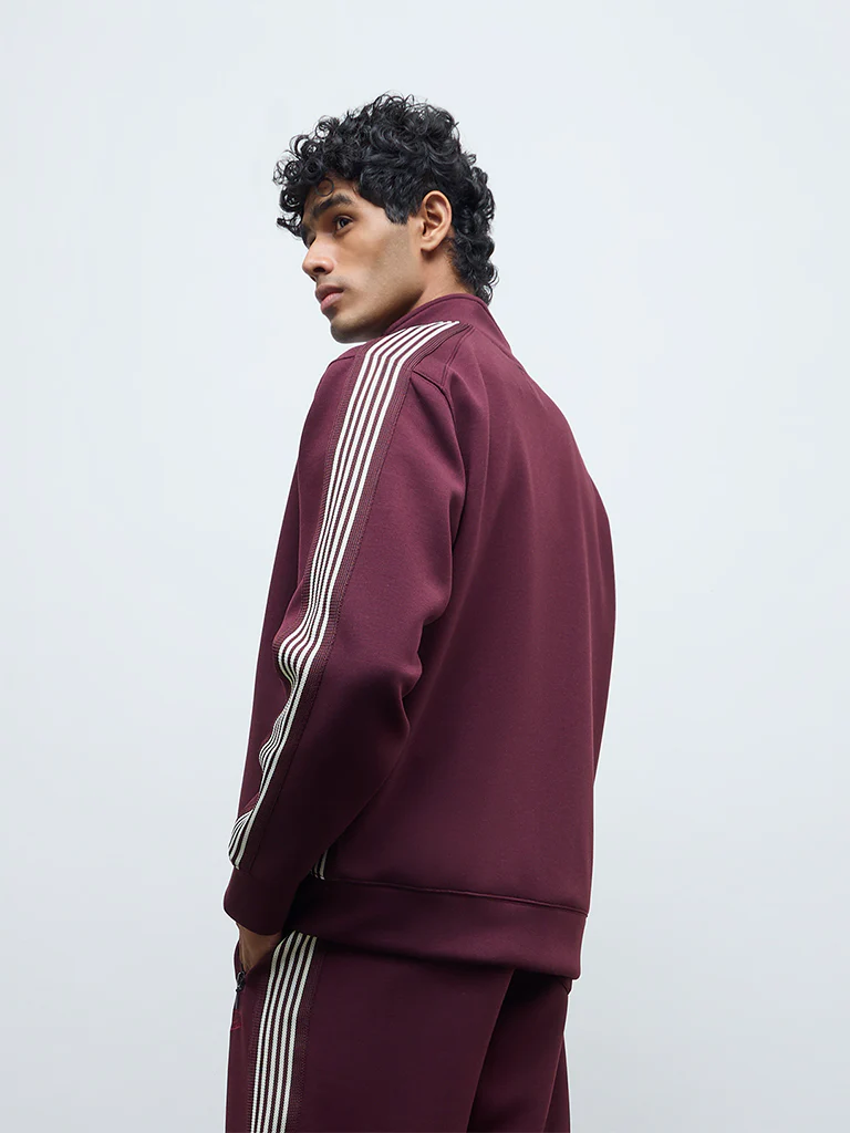 Nuoflexx Wine Striped Relaxed-Fit Jacket - Image 4