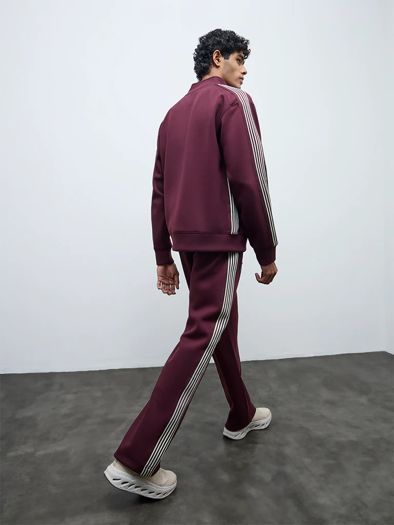 Nuoflexx Wine Striped Relaxed-Fit Mid-Rise Track Pants - Image 4