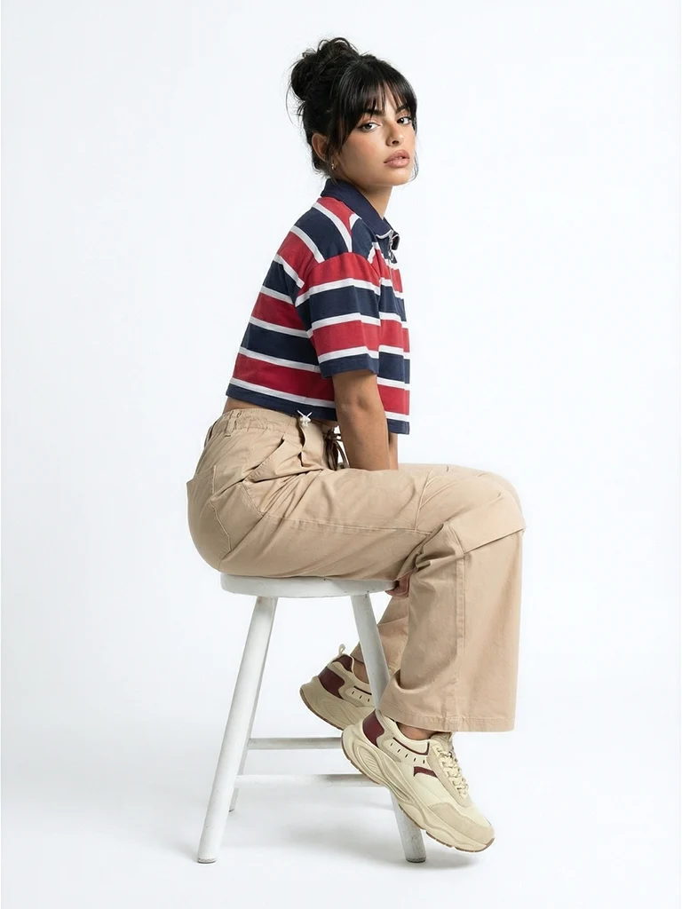 Nuon Beige Cotton Wide Pants