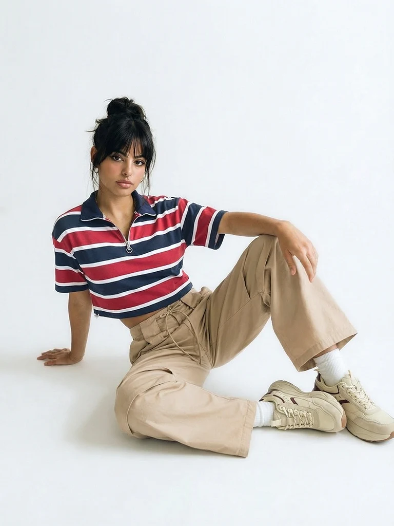 Nuon Beige Cotton Wide Pants - Image 3