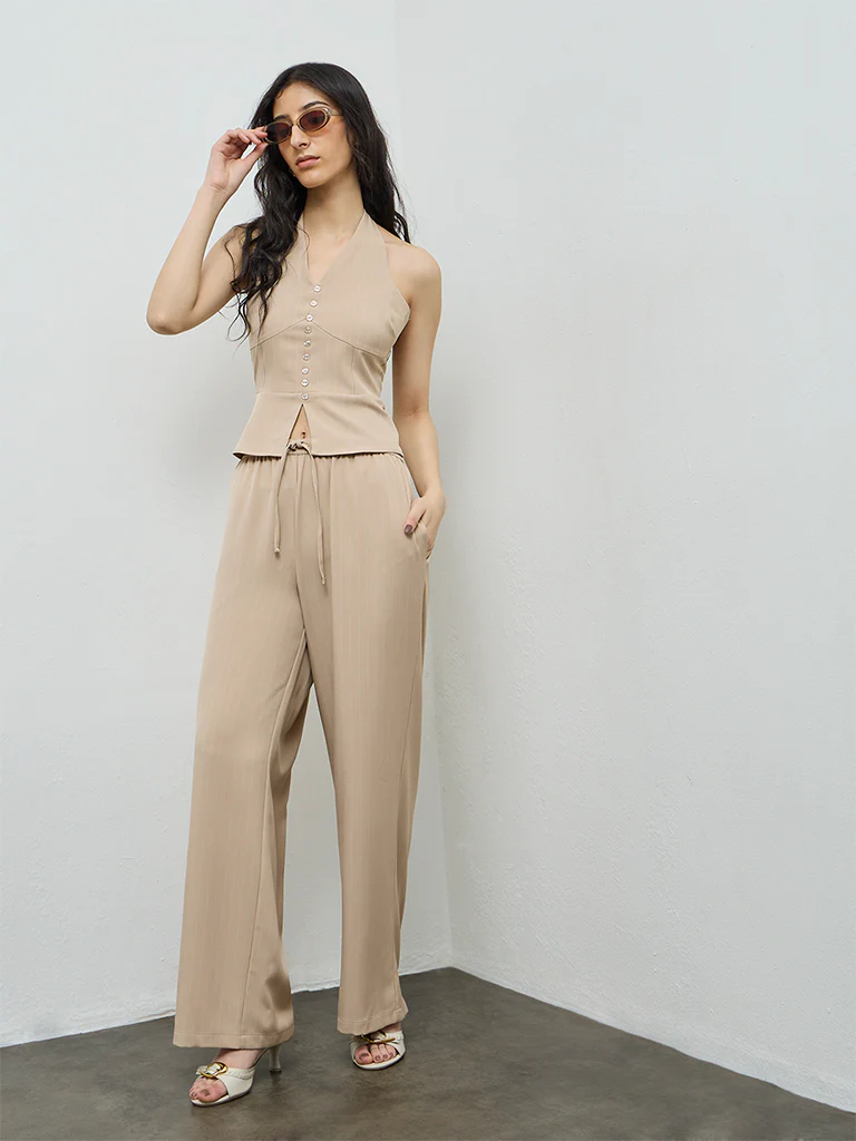Nuon Beige Striped Top - Image 2