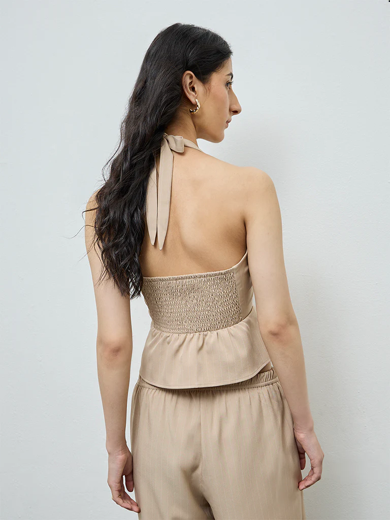 Nuon Beige Striped Top - Image 4