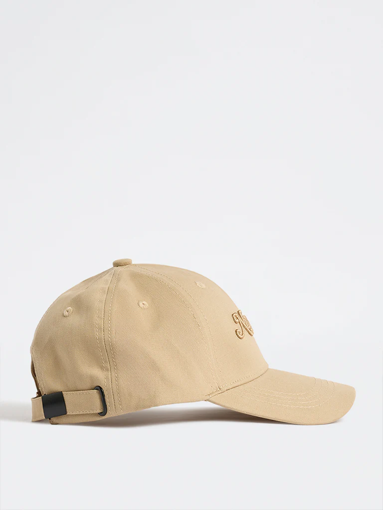 Nuon Beige Text-Embroidered Cap - Image 2