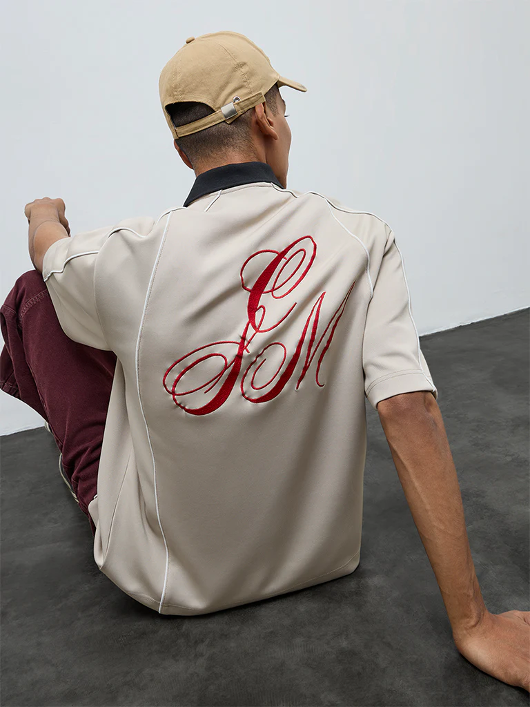 Nuon Beige Typographic Relaxed-Fit Shirt - Image 4