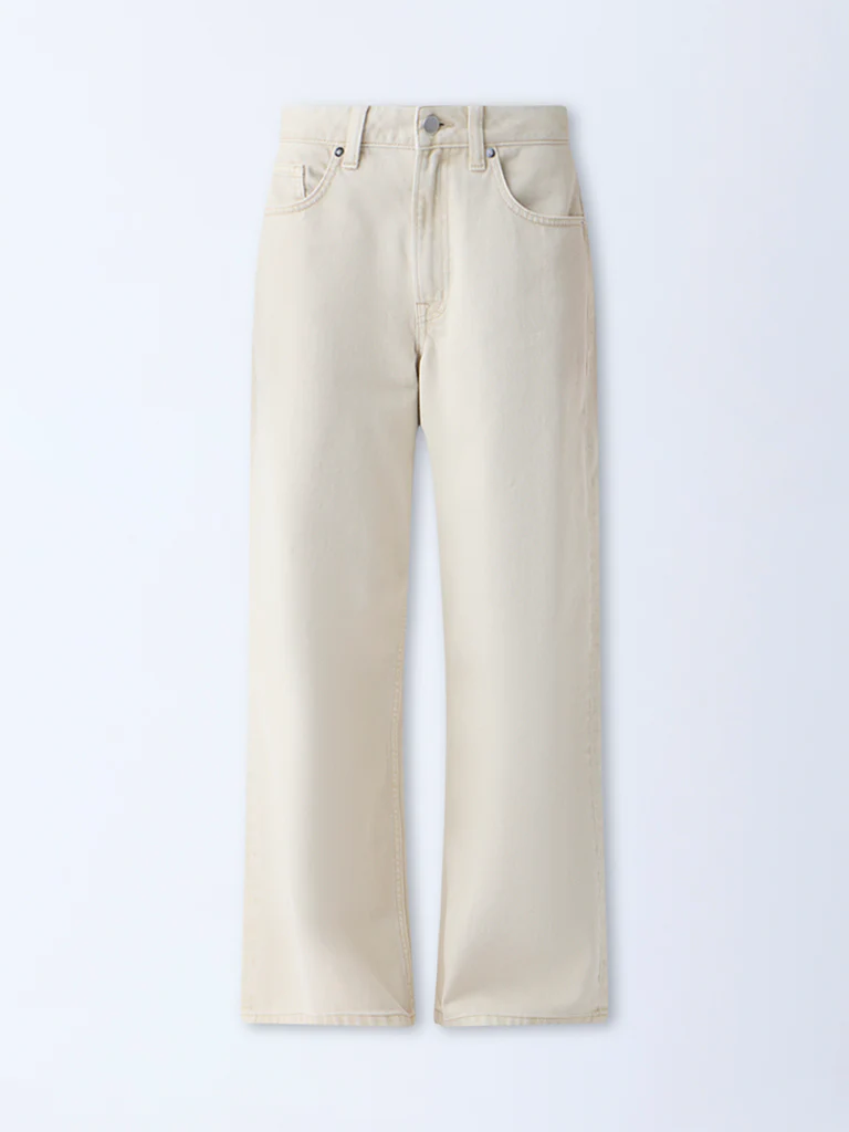 Nuon Beige Wide-Leg High-Rise Jeans - Image 5