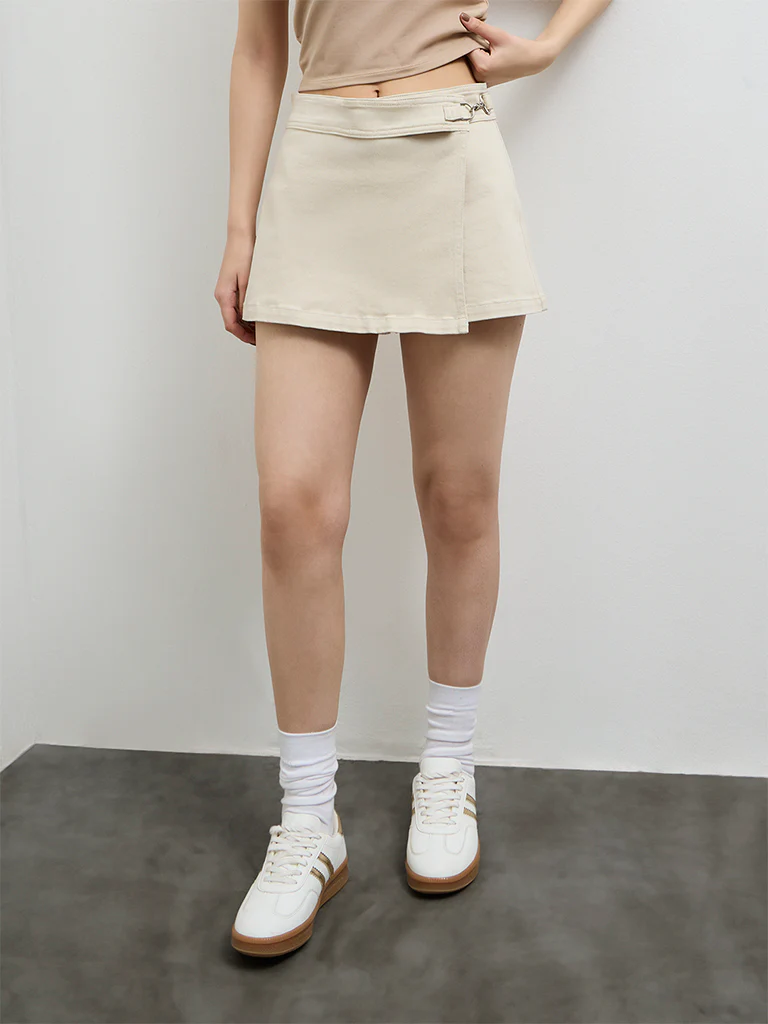 Nuon Beige Wrap Denim Skort - Image 2