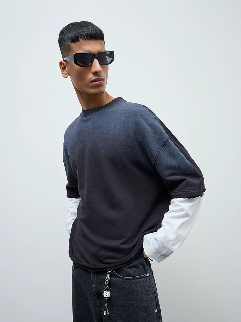 Nuon Black Contrast Detailed Relaxed-Fit Cotton T-Shirt