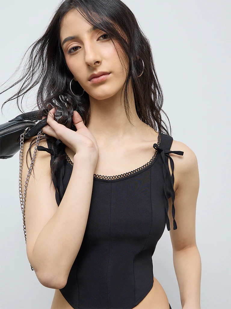 Nuon Black Corset-Style Top - Image 3