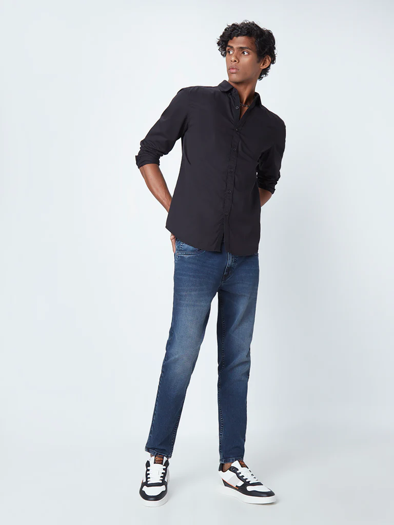 Nuon Black Cotton Slim-Fit Shirt - Image 4