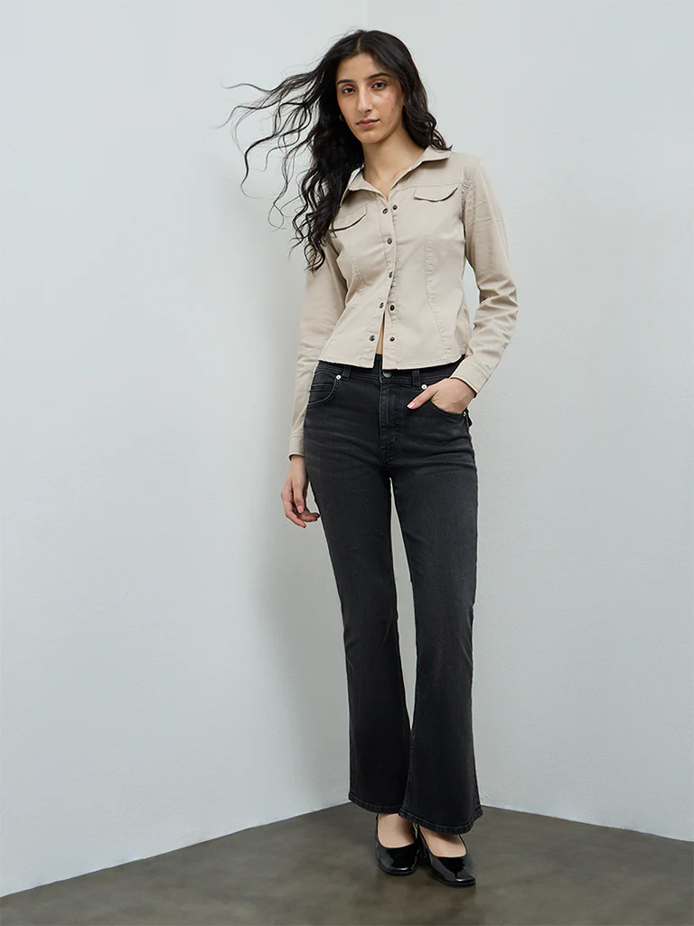 Nuon Black High-Rise Bootcut Jeans