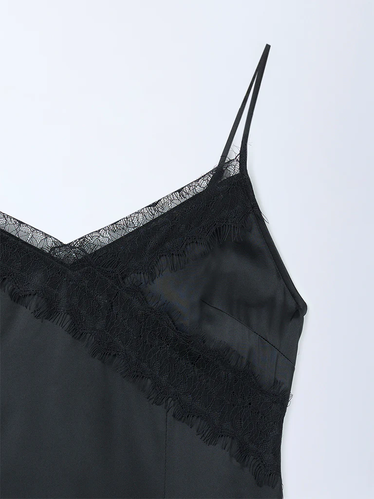Nuon Black Lace-Detailed A-Line Dress - Image 3