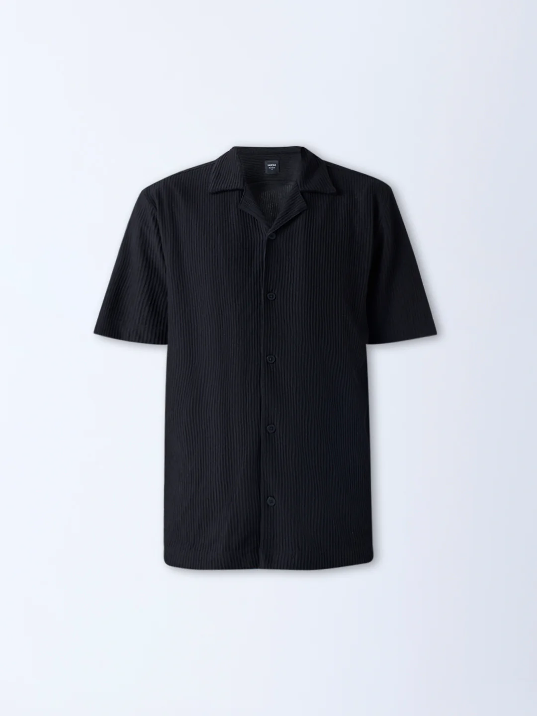 Nuon Black Ribbed-Textured Relaxed-Fit Shirt - Image 5
