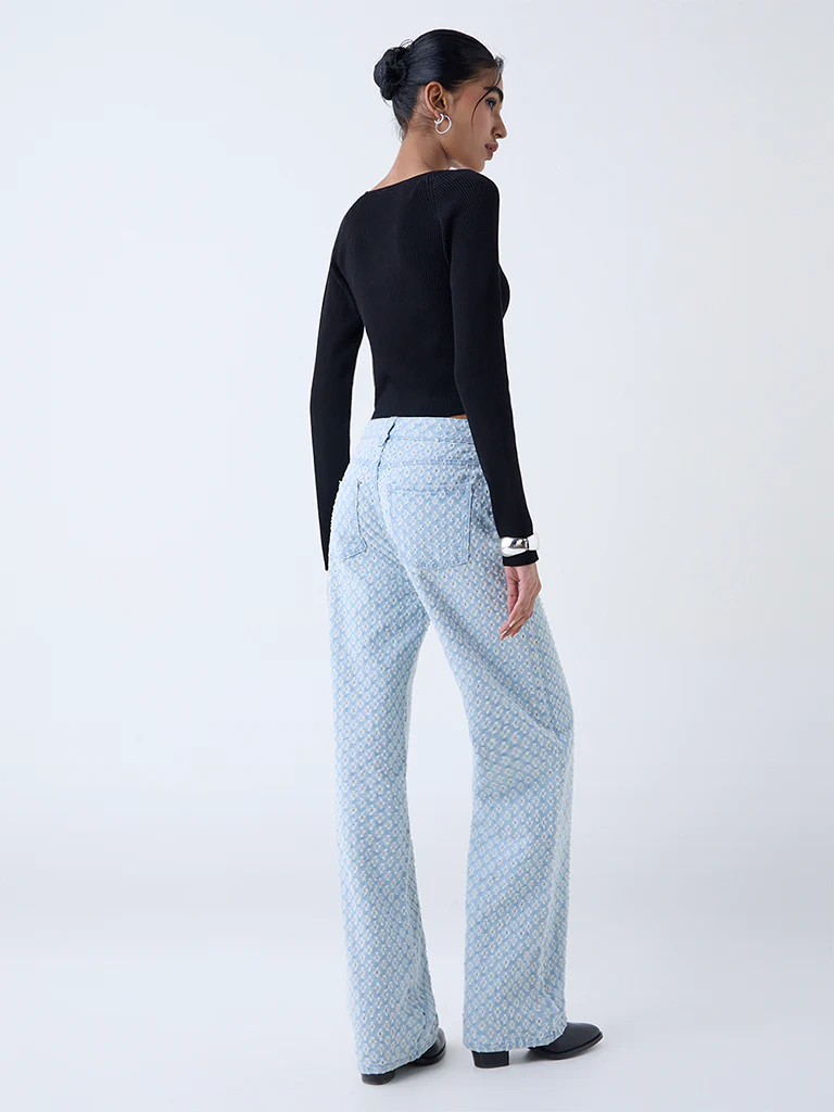 Nuon Black Ribbed-Textured Top - Image 4