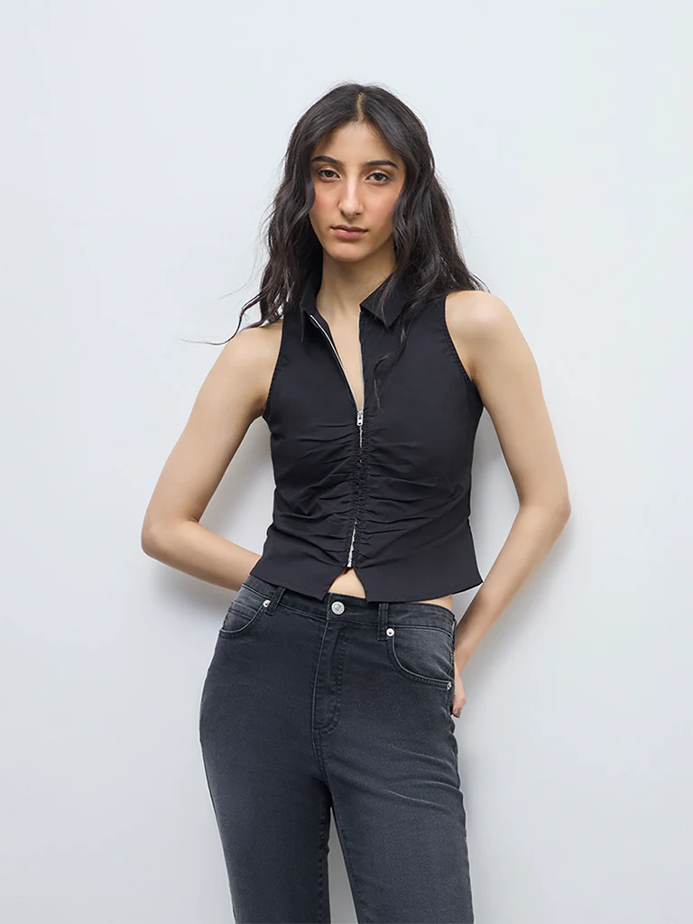 Nuon Black Ruched Top