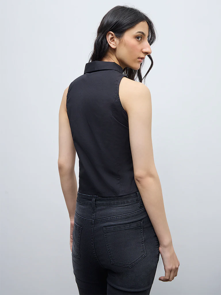 Nuon Black Ruched Top - Image 4