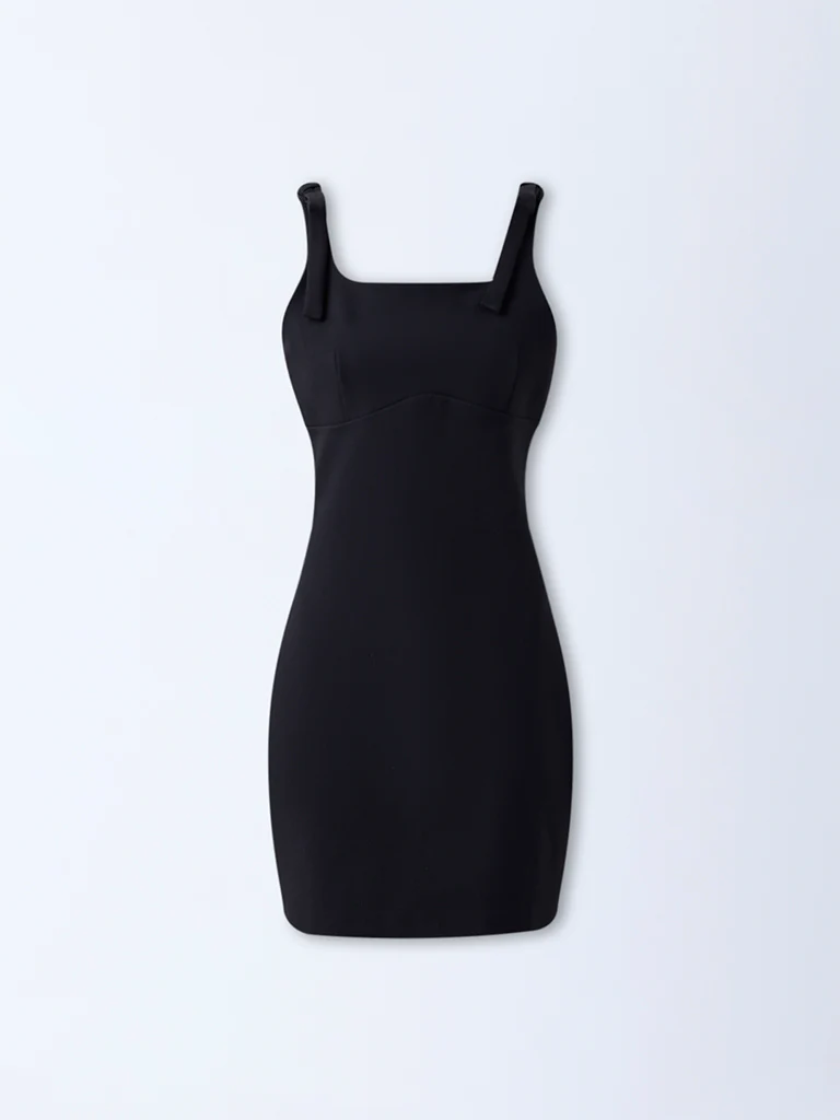 Nuon Black Solid Sheath Dress - Image 5