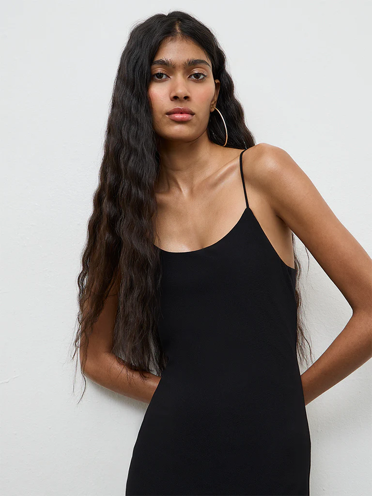 Nuon Black Solid Slit-Detail Bodycon Dress - Image 3