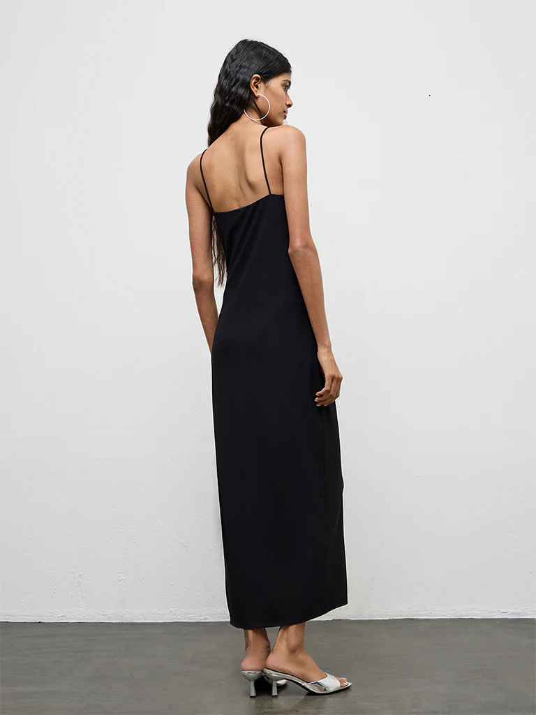 Nuon Black Solid Slit-Detail Bodycon Dress - Image 4