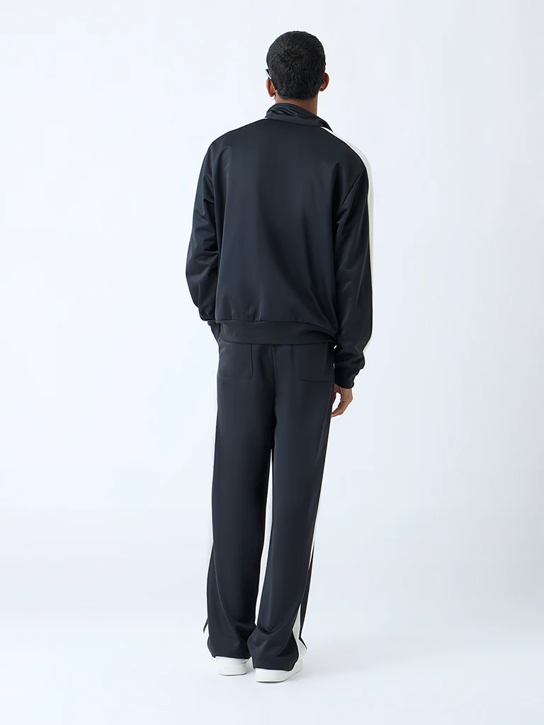 Nuon Black Striped Relaxed-Fit Mid-Rise Pants - Image 4