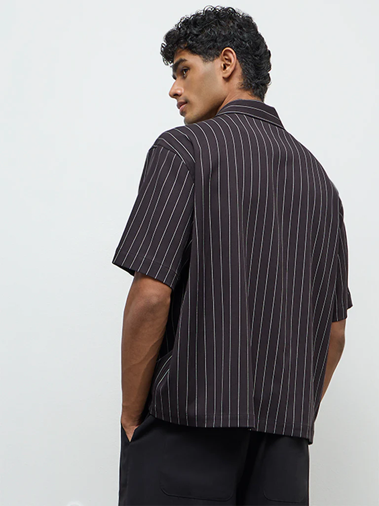 Nuon Black Striped Relaxed-Fit Shirt - Image 4