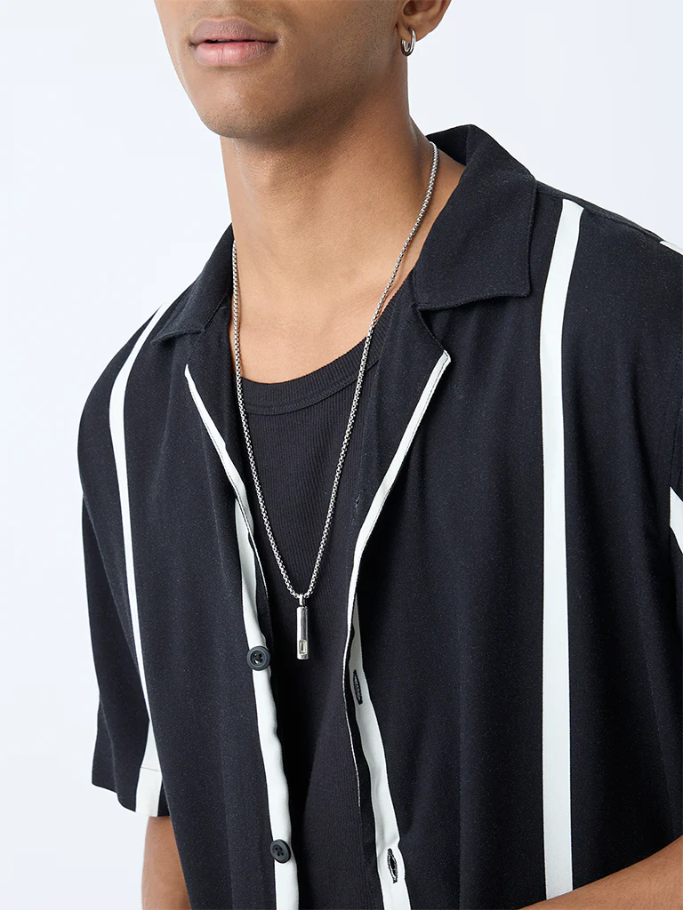 Nuon Black Striped Relaxed-Fit Shirt - Image 3