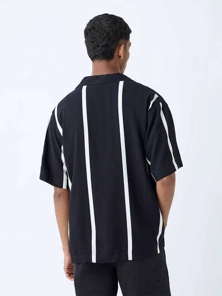 Nuon Black Striped Relaxed-Fit Shirt - Image 4