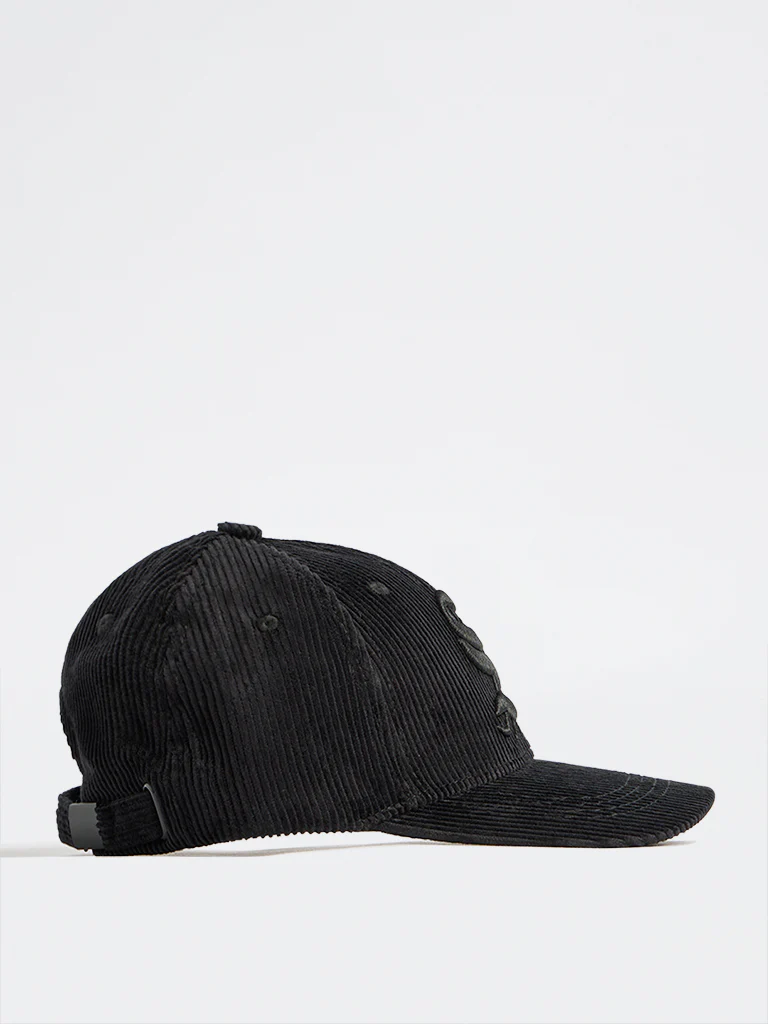 Nuon Black Text Design Corduroy Baseball Cap - Image 2