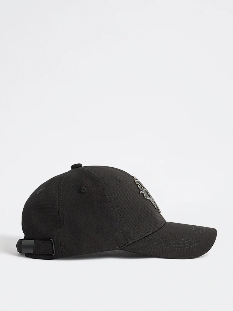 Nuon Black Text-Embroidered Baseball Cap - Image 2