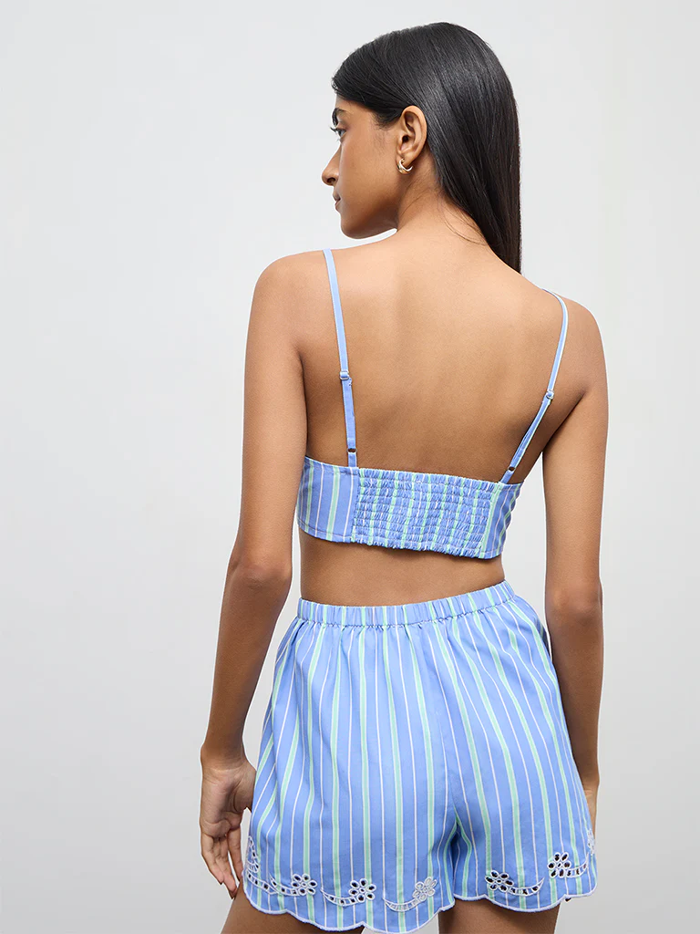 Nuon Blue Chevron Printed Bralette Top - Image 4