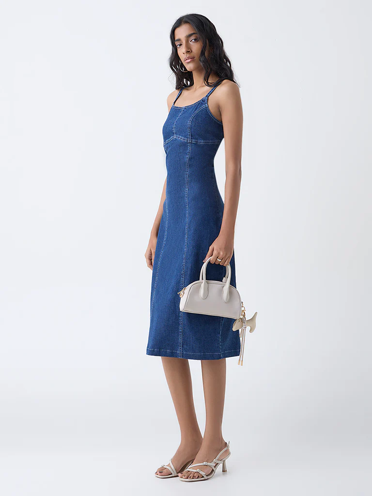 Nuon Blue Denim A-Line Dress - Image 2