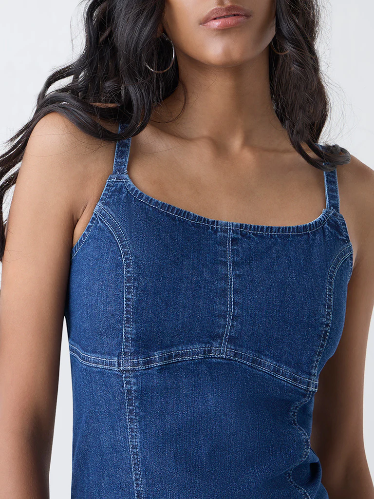 Nuon Blue Denim A-Line Dress - Image 3