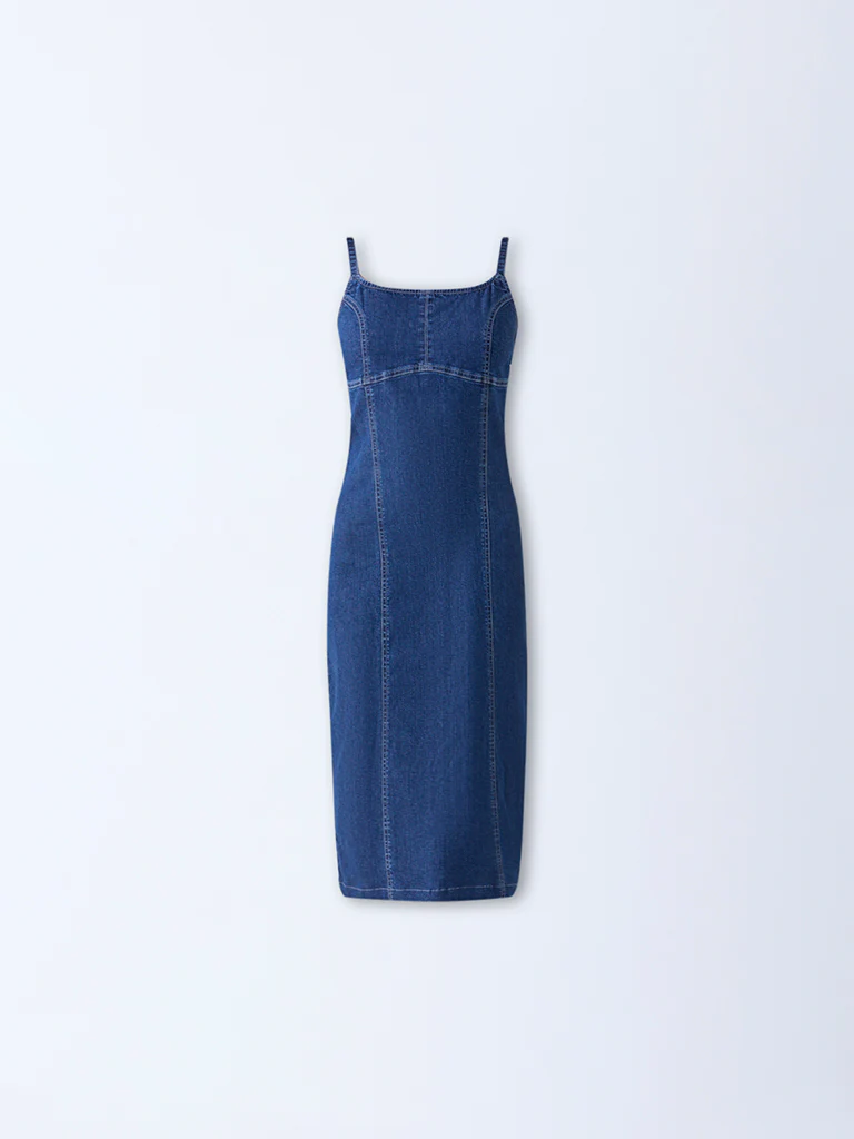 Nuon Blue Denim A-Line Dress - Image 5