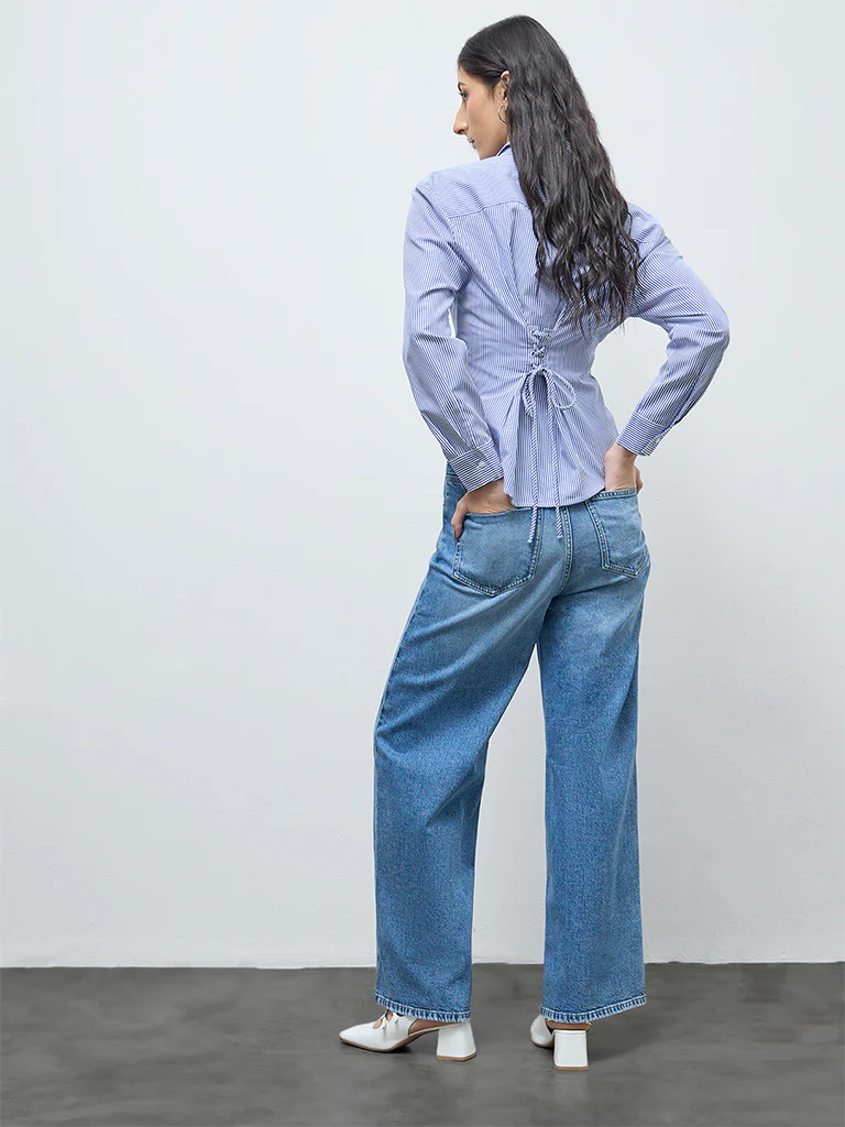 Nuon Blue Distressed High-Rise Denim Jeans - Image 4