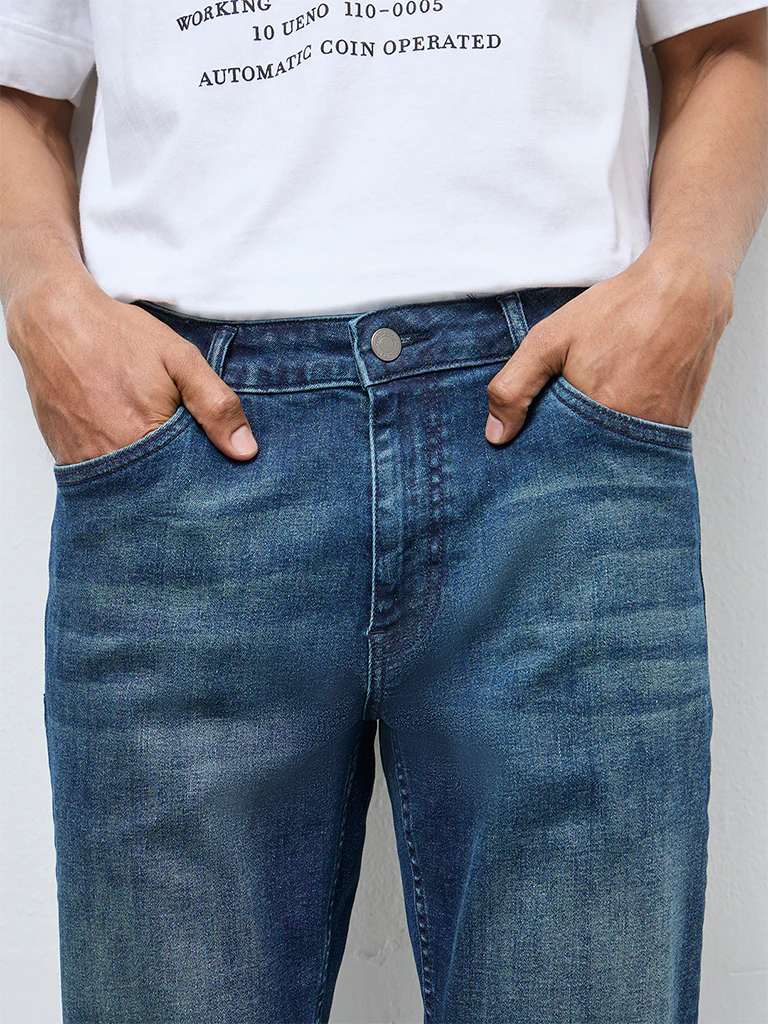 Nuon Blue Faded Hendrix Slim-Fit Mid-Rise Denim Jeans - Image 3