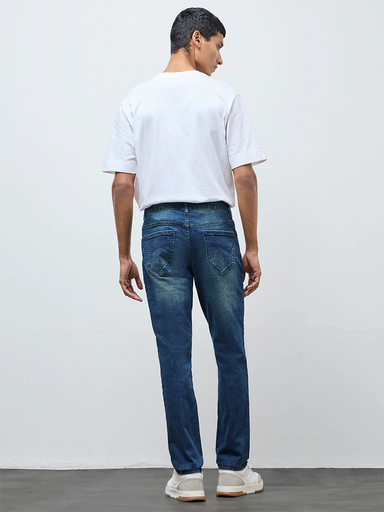 Nuon Blue Faded Hendrix Slim-Fit Mid-Rise Denim Jeans - Image 4