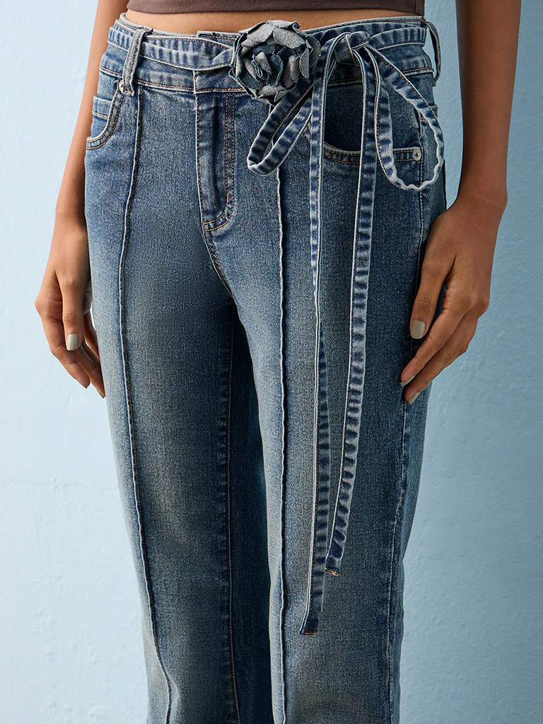 Nuon Blue Faded High-Rise Bootcut Jeans - Image 3
