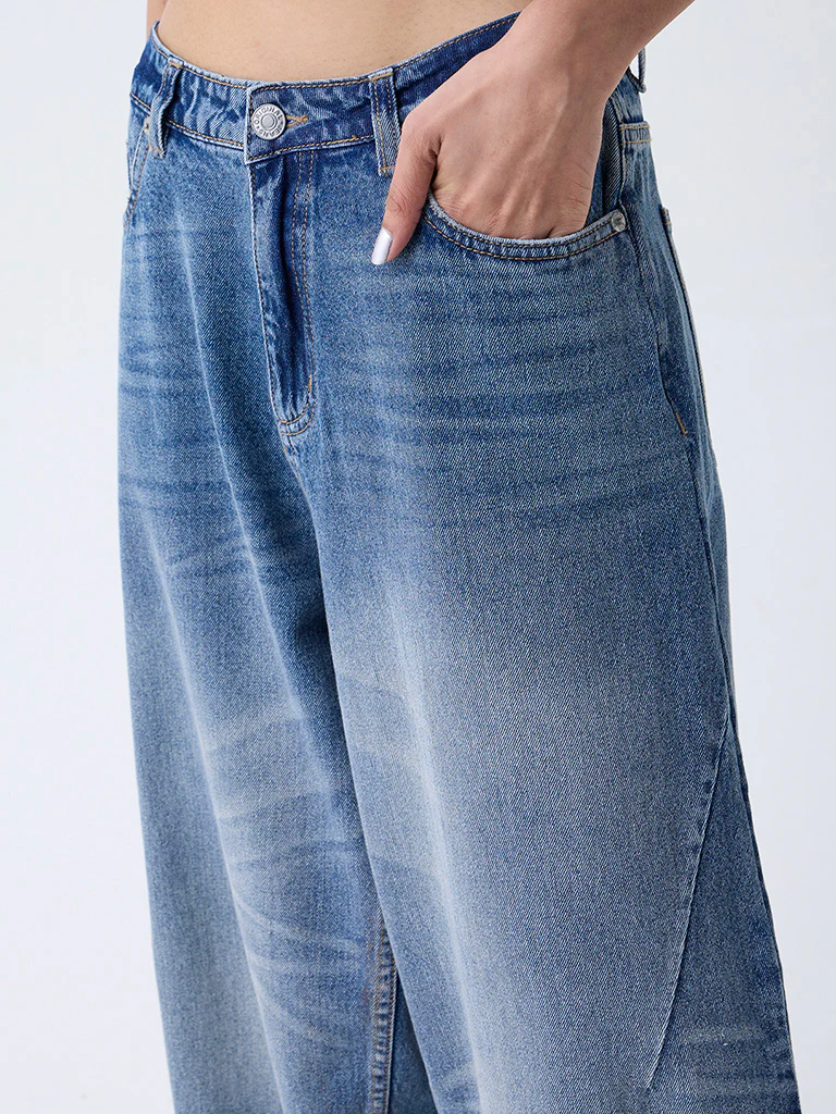 Nuon Blue Faded High-Rise Jeans - Image 3