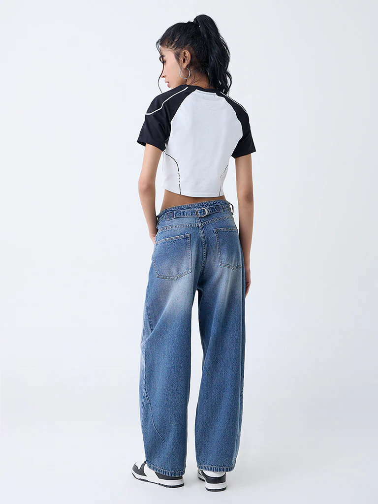 Nuon Blue Faded High-Rise Jeans - Image 4