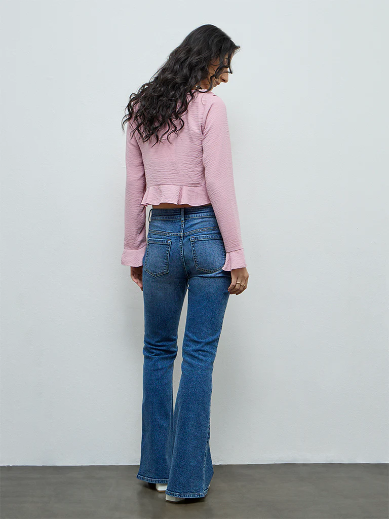 Nuon Blue Faded High-Rise Jeans - Image 4