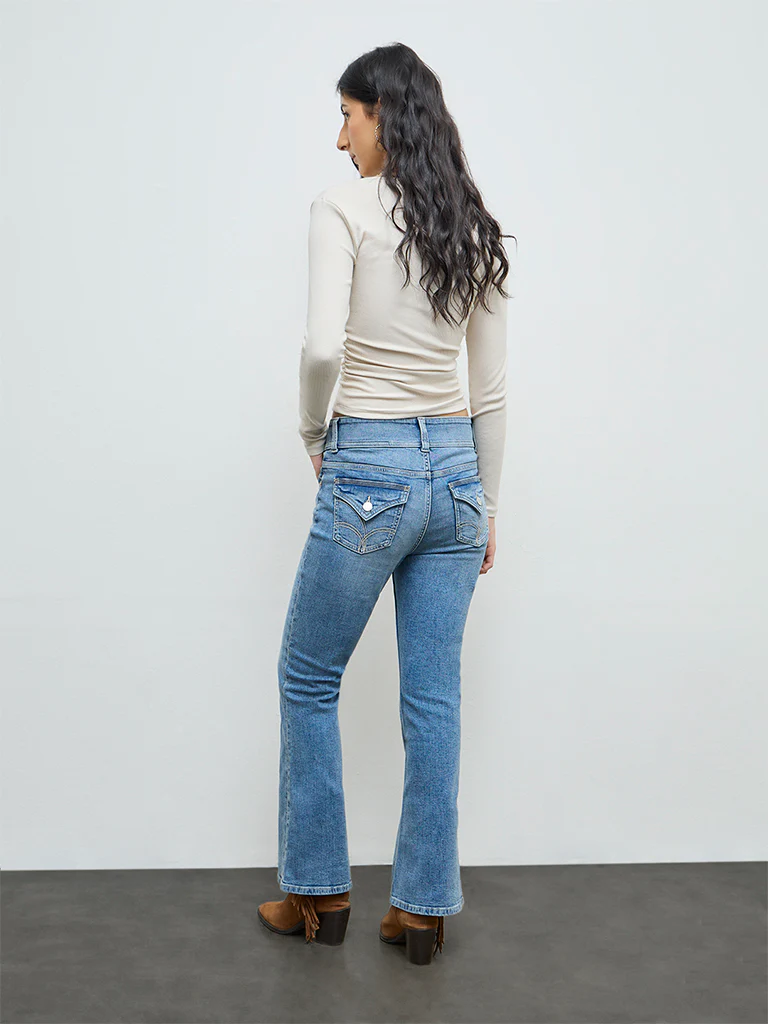 Nuon Blue Faded High-Rise Jeans - Image 4